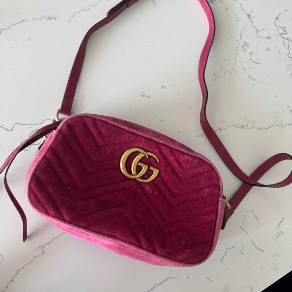 Gucci Pink Velvet Crossbody Bag